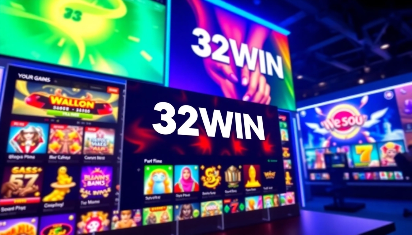 32WIN logo displayed prominently on a vibrant online gaming platform, emphasizing trusted and engaging betting experiences for users.