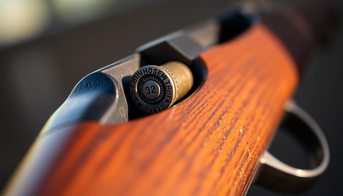 Detailed shot of a .32WIN cartridge in a classic Winchester rifle, highlighting legacy and precision shooting.
