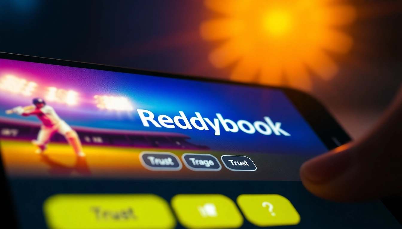 Reddybook ID displayed on a mobile screen with cricket betting visuals, highlighting secure access for users in India.
