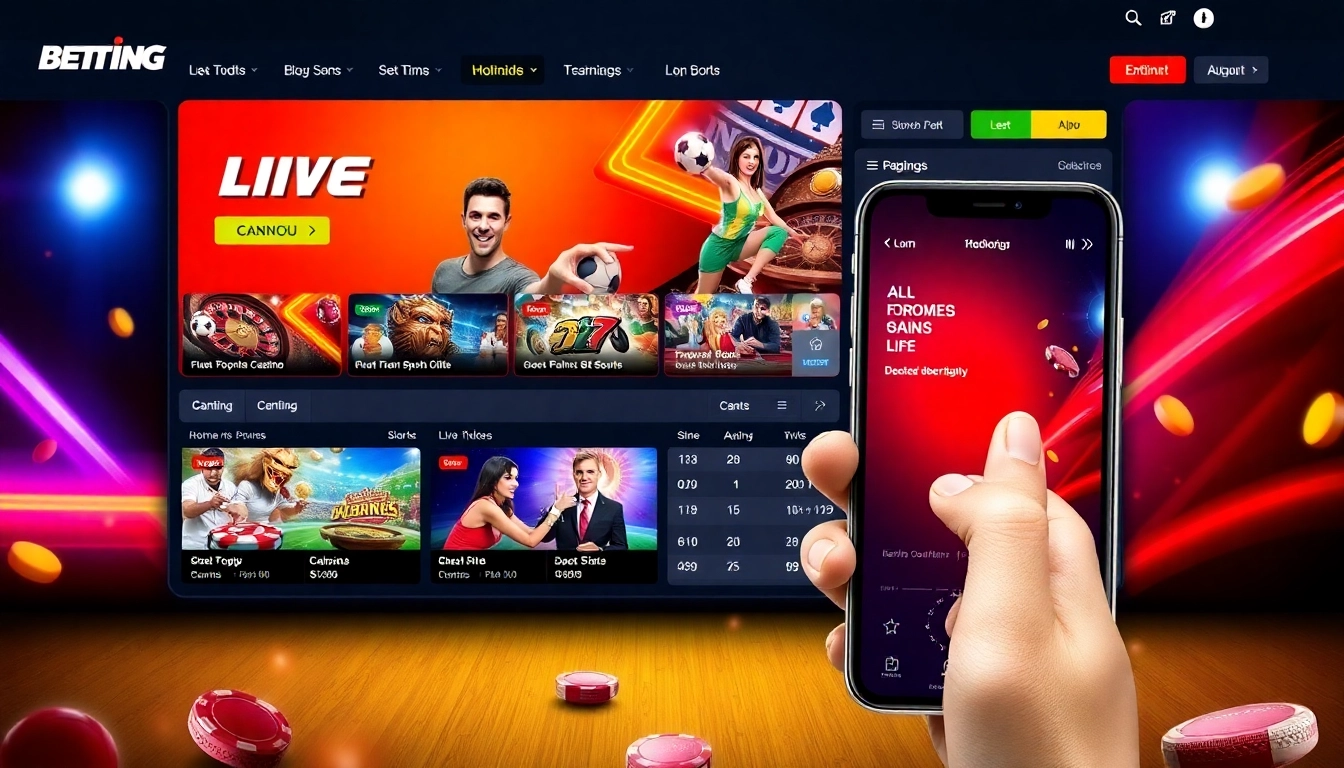 Sky Exchange online betting platform with live casino and sports betting on a sleek screen showing odds and games, emphasizing accessibility and excitement.