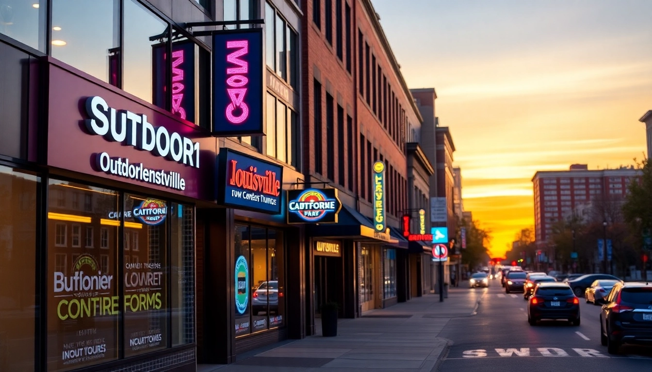 Leading sign company in Louisville installing custom illuminated storefront signs to boost