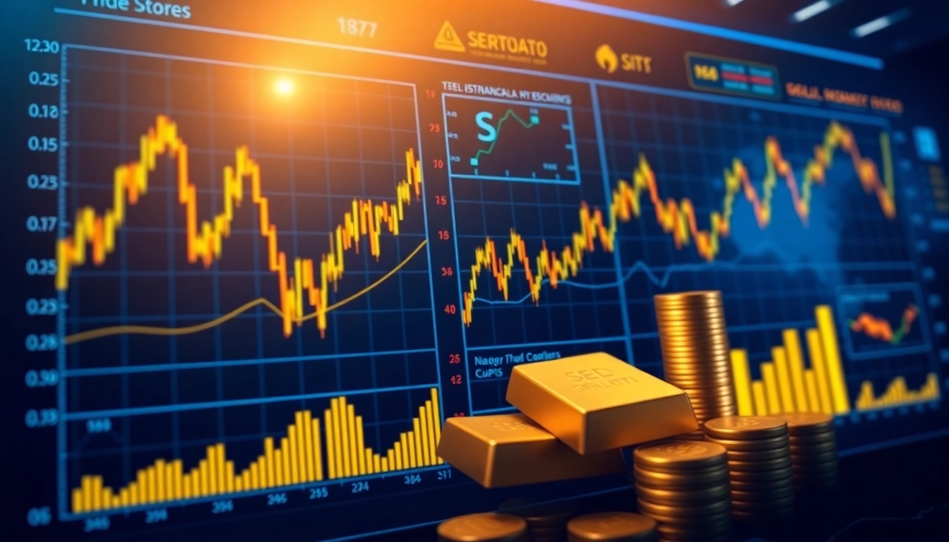 Trading and Investment Reporting tools display stock charts, gold price records, and currency