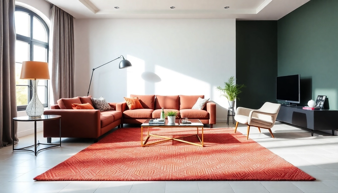 Stylish living space with vibrant Tappeti moderni Milano enhancing modern decor and comfort
