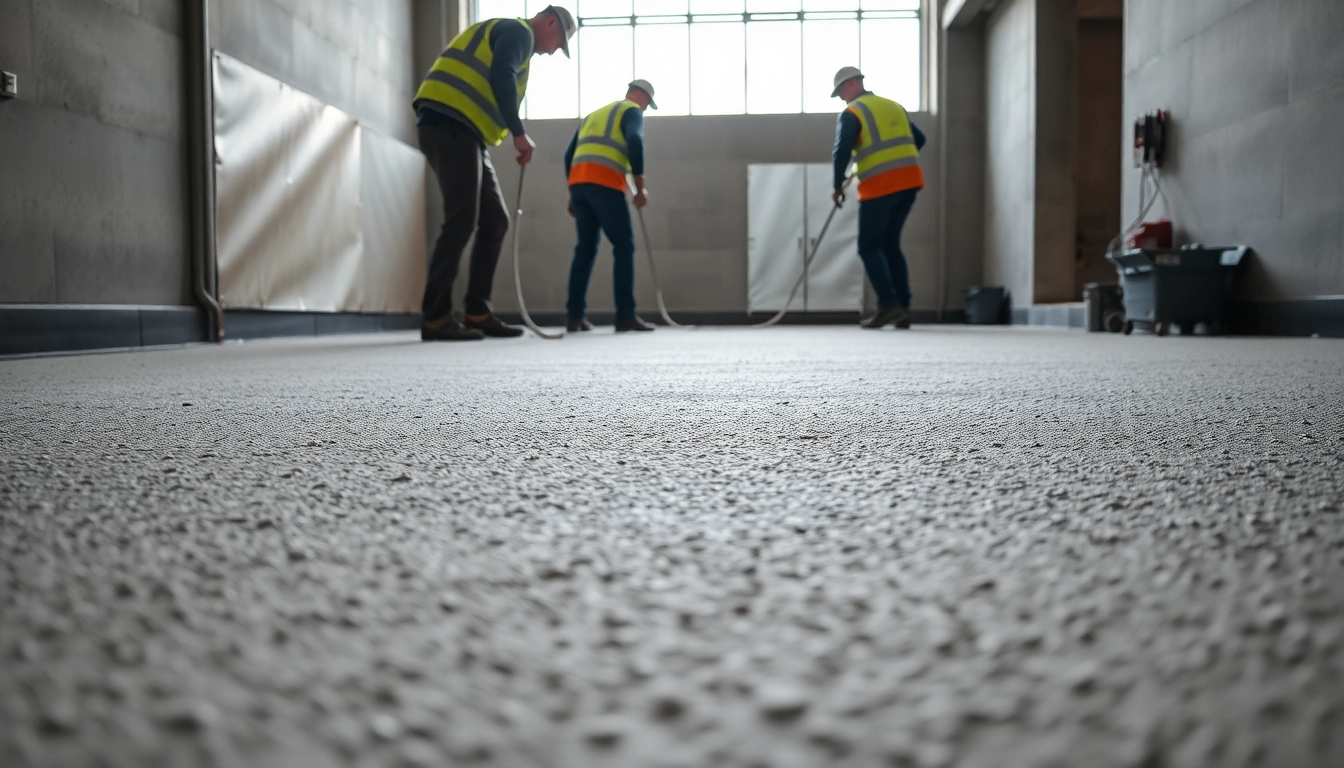 Professional liquid screeding Birmingham team installing floor heating for new construction project